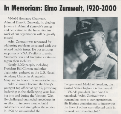 In Memoriam: Elmo Zumwalt, 1920-2000