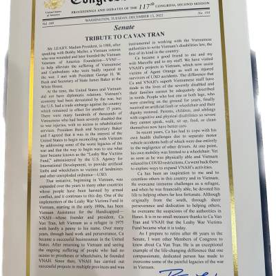 A Tribute from U.S. Senator Patrick Leahy